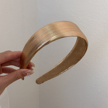 Korean Style Wide Leather Hairbands Shiny Gold Silver Pu Headbands Fashion Plain Sponge Hair Hoop Women Hair Clip Retro Headwear