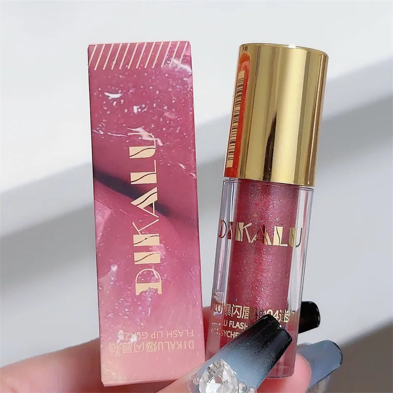 Brillo de Labios con Purpurina Diamante a Prueba de Agua 5 Colores Brillo de Labios Líquido con Purpurina Centelleante Brillo de Labios con Perla Diamante Maquillaje de Labios Sexy