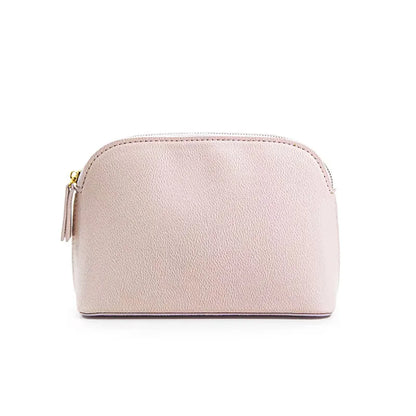 Bolsa de cosméticos de cuero sintético con letras personalizadas, clásica, sencilla, de color liso, con cremallera avanzada.