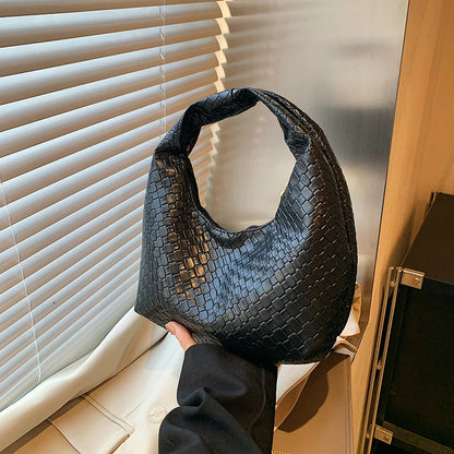 Bolso de Hombro Hobo Pequeño de Mujer de Moda Clásica, Tejido y Grabado, de Cuero PU Suave con Asa Superior, Bolsos Casuales para el Día a Día