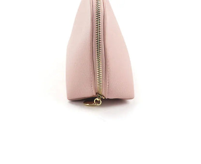 Bolsa de cosméticos de cuero sintético con letras personalizadas, clásica, sencilla, de color liso, con cremallera avanzada.
