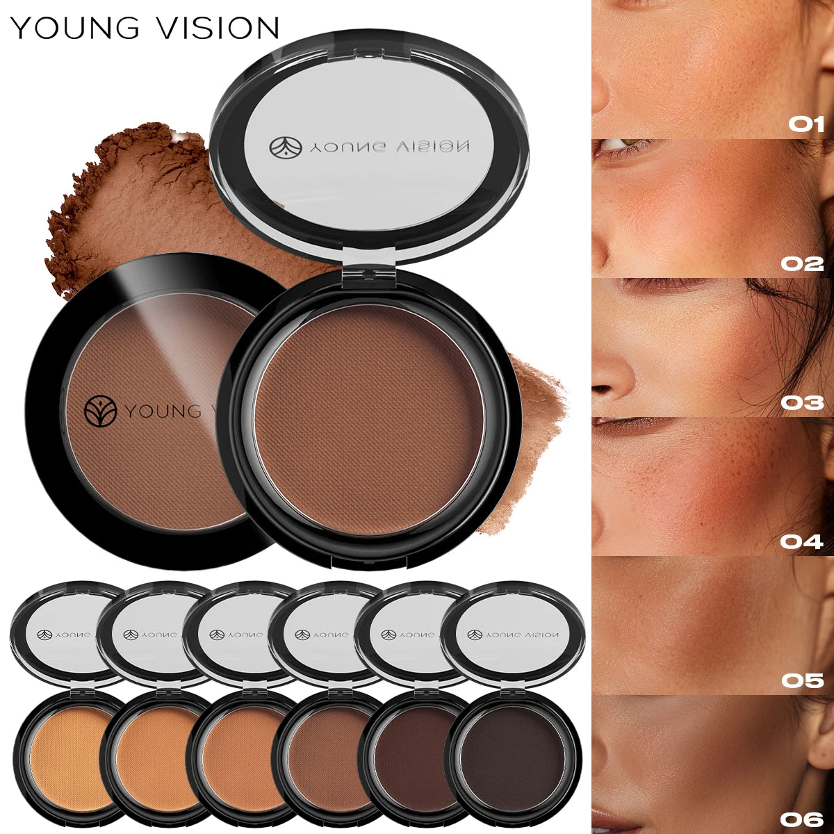 Polvo Bronceador Mate Sedoso para Fijar Maquillaje, Contorno Facial, Larga Duración, Corrector 3D, Paleta de Sombras para Contorno Profundo de Nariz