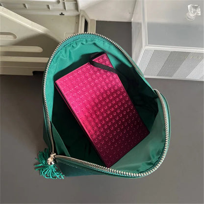 Bolsa de viaje portátil, bolso de mano, bolsa de almacenamiento de lápiz labial LA MER, azul marino, textura luminosa misteriosa,