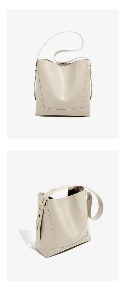 FOXER 2026 New Women's Bucket Bag Split Leather Large Capacity Tote Bag Female Crossbody Bag Commuter Shoulder Bag