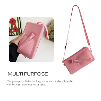 Juego de Bolsas de Silicona para Teléfono + Bolsa de Cosméticos Correa Larga Ajustable Bolsas de Mujer a la Moda