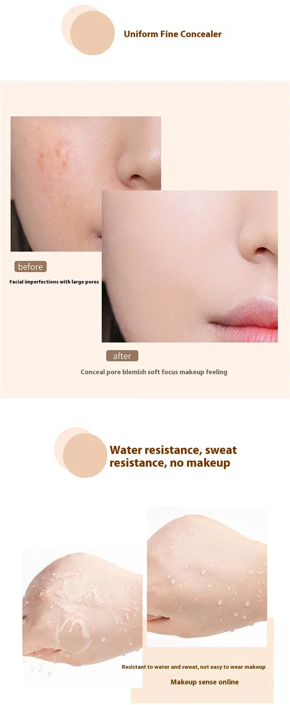 Corrector de Alta Cobertura Cubrir Antiojeras Pecas Base de Maquillaje Duradera a Prueba de Agua BB Cream para el Rostro