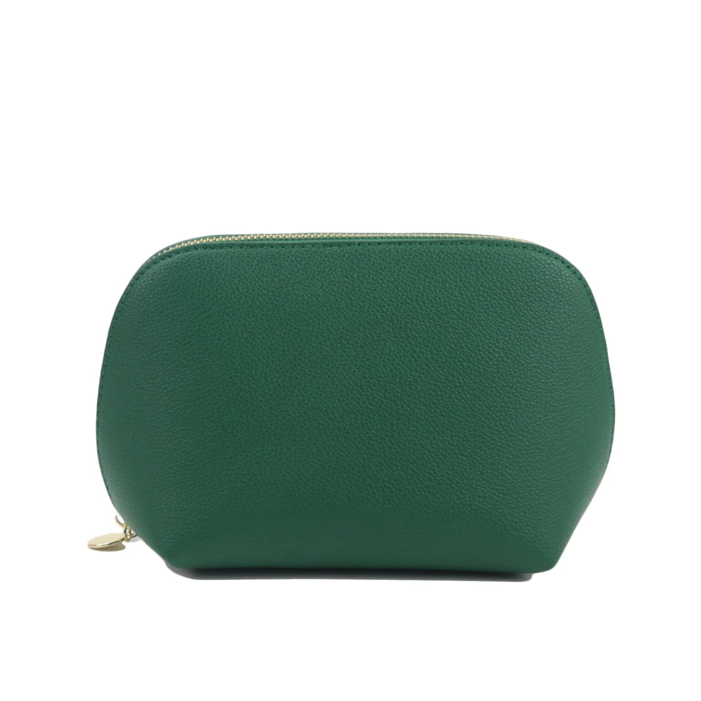 Bolsa de cosméticos de cuero sintético con letras personalizadas, clásica, sencilla, de color liso, con cremallera avanzada.