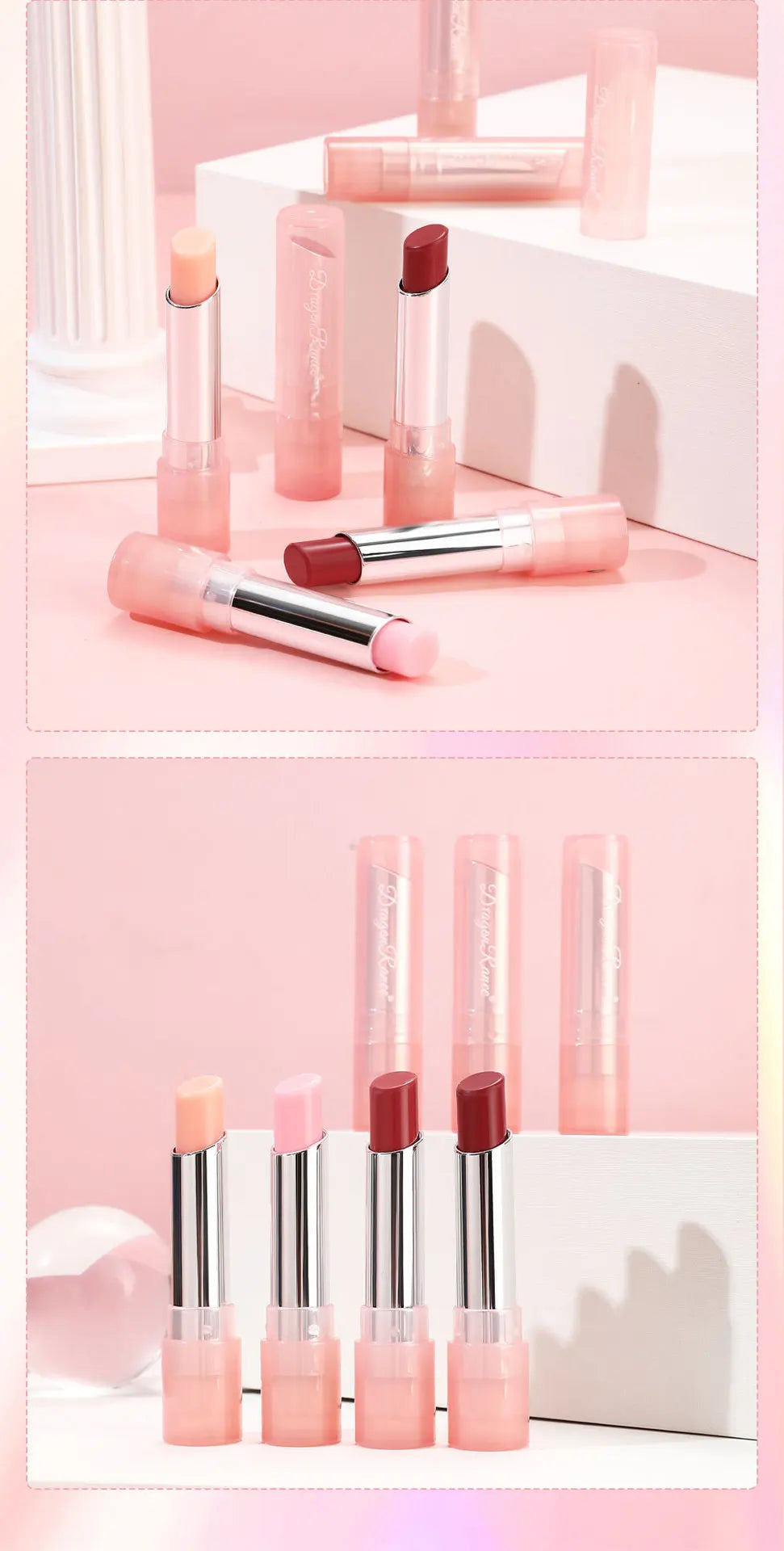 Bálsamo labial de cambio de color de gelatina con cambio de temperatura, hidratante, difícil de desvanecer, lindo lápiz labial color rosa, cuidado de los labios, 1 pieza