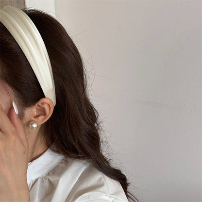 Elegant Women High Cranium Headbands Wide Brimmed Satin Cloth Hairbands Fashion Female Daily Party Press Hair Accessories