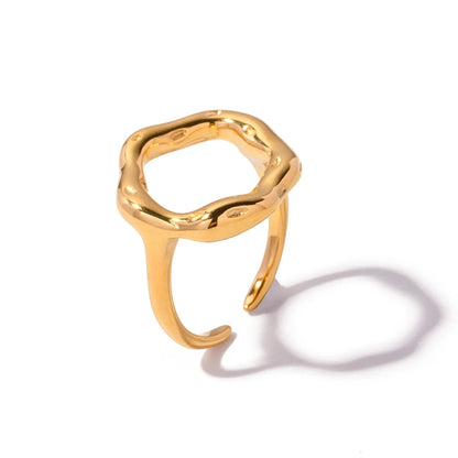Anillo Uworld de acero inoxidable 316L chapado en oro PVD de 18K para dedo, joyería llamativa, con concha, perla de agua dulce y circonia