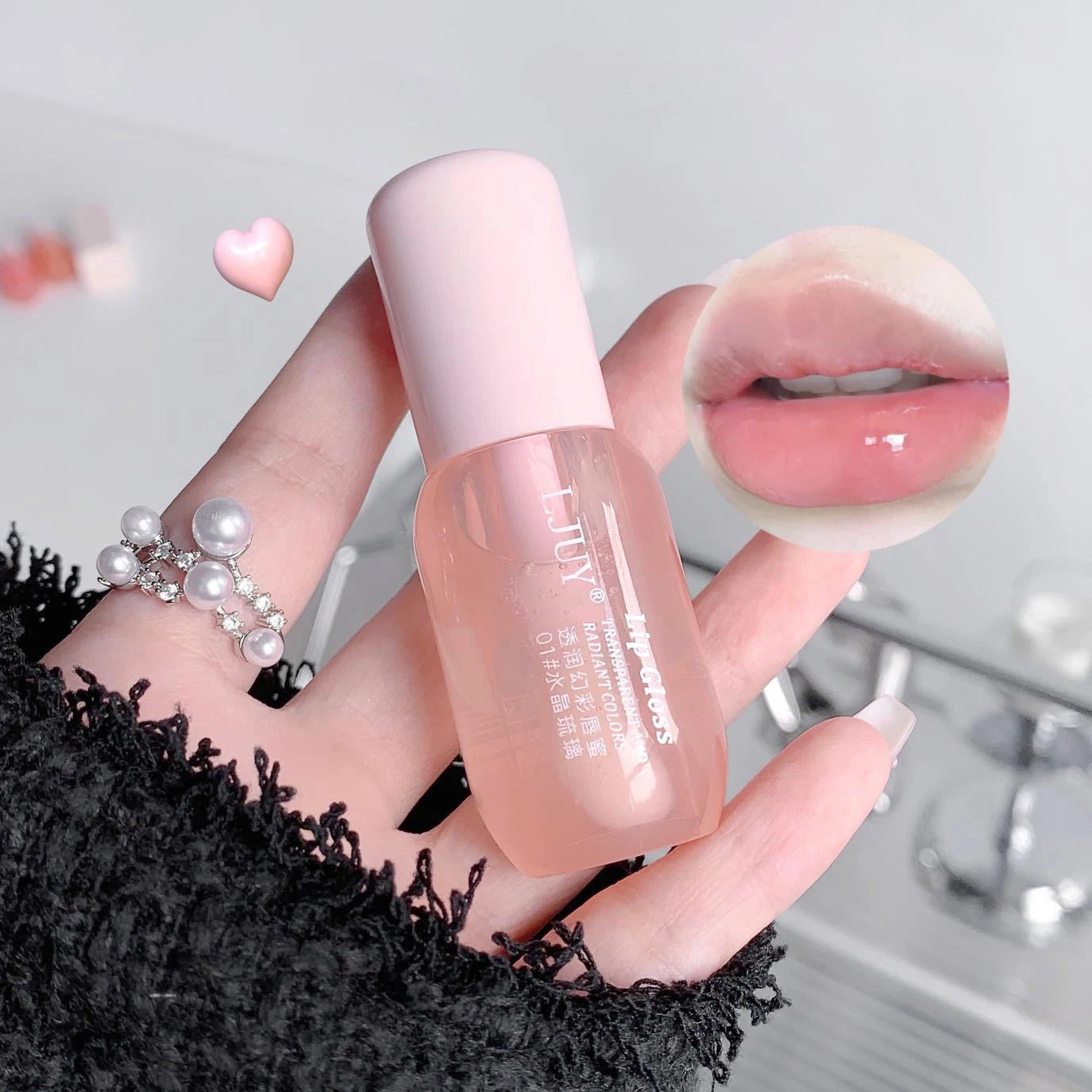 Aceite Labial de Cristal de Fruta Hidratante Brillo Labial Transparente de Vidrio Voluminizador Suero Labial Transparente Cuidado de Labios Maquillaje Cosméticos