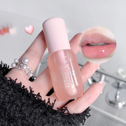 Aceite Labial de Cristal de Fruta Hidratante Brillo Labial Transparente de Vidrio Voluminizador Suero Labial Transparente Cuidado de Labios Maquillaje Cosméticos