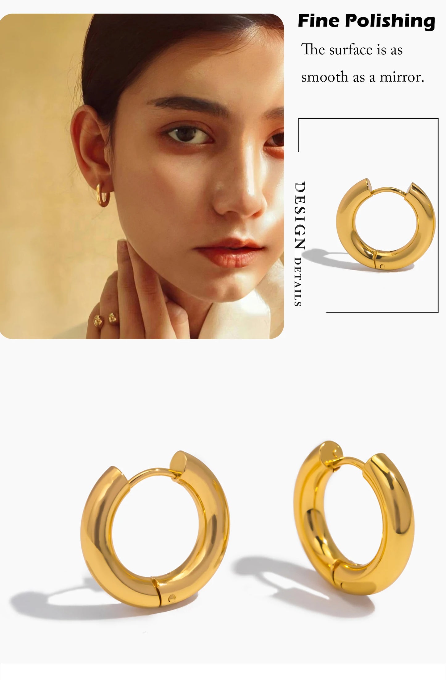 Pendientes de Aro Clásicos, Joyería de Acero Inoxidable a la Moda y Versátil