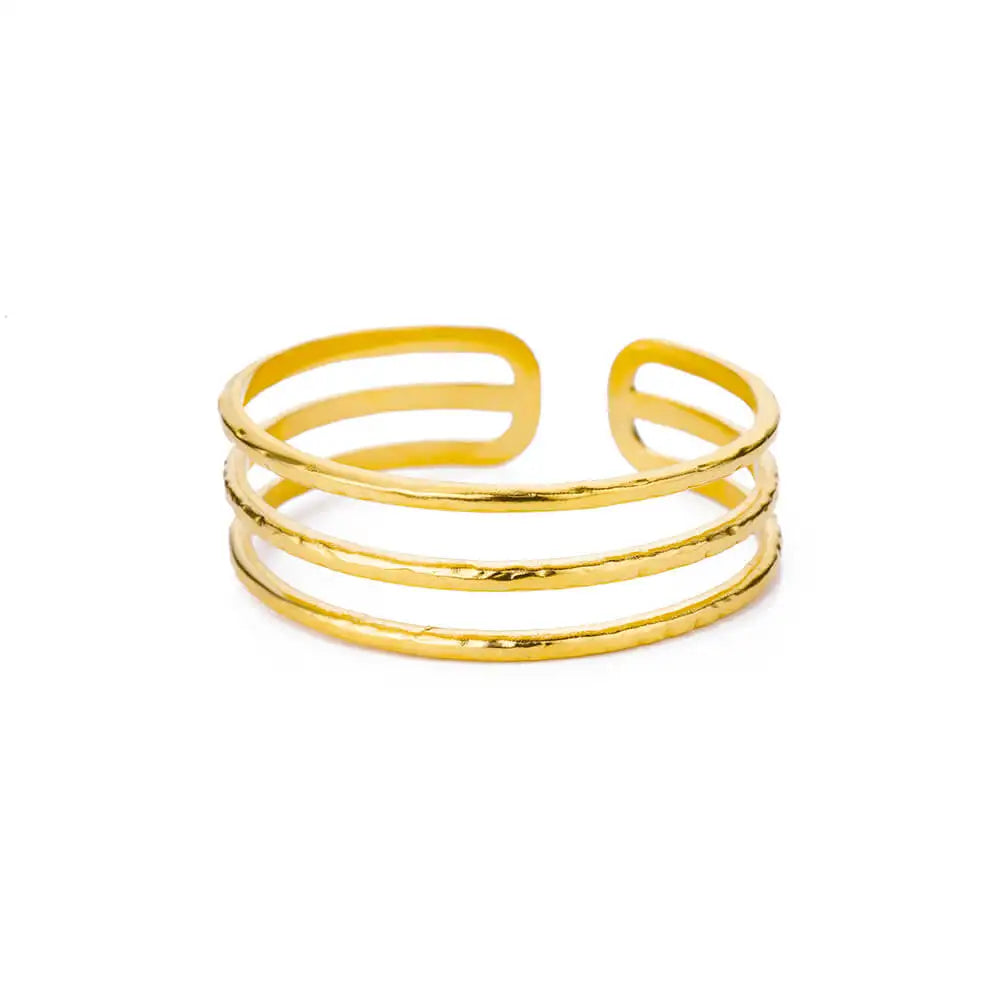 Brazalete Abierto con Patrón Clásico Exquisito para Mujeres, Pulsera Tipo Cuff, Color Oro, Brazalete de Acero Inoxidable