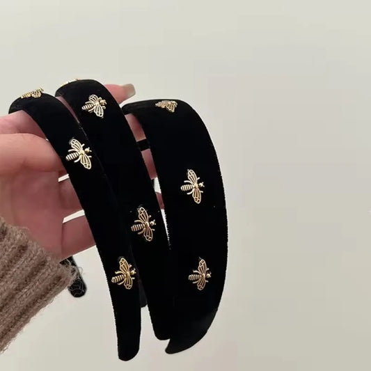 1 diadema retro para peinado color negro de abeja retro y clásico para mujeres, niñas, diadema de moda versátil francesa, accesorios para el cabello