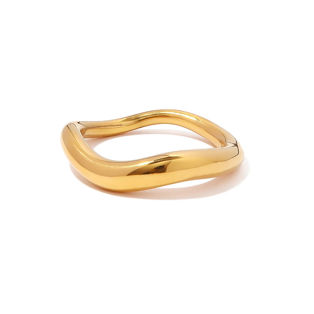 Anillo Uworld de acero inoxidable 316L chapado en oro PVD de 18K para dedo, joyería llamativa, con concha, perla de agua dulce y circonia