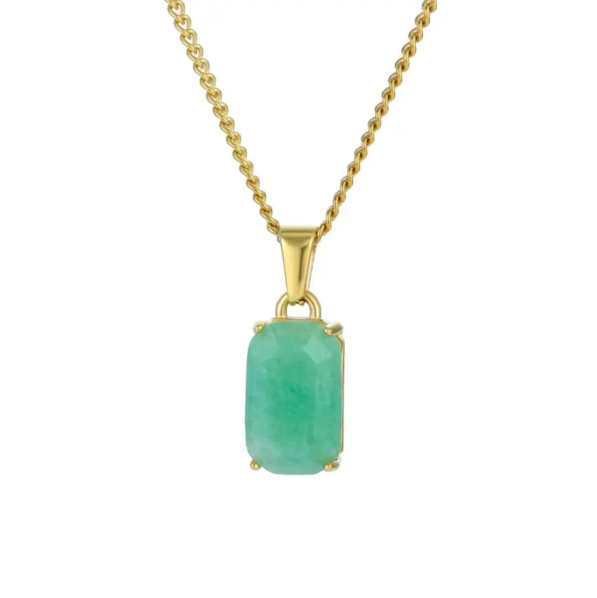Gold Plated Natural Obsidian Stone Pendant Hiphop Stainless Steel Gemstone Onyx Stone Necklace Jewelry For Men