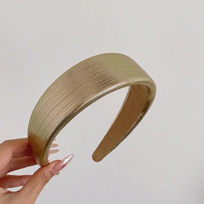 Korean Style Wide Leather Hairbands Shiny Gold Silver Pu Headbands Fashion Plain Sponge Hair Hoop Women Hair Clip Retro Headwear