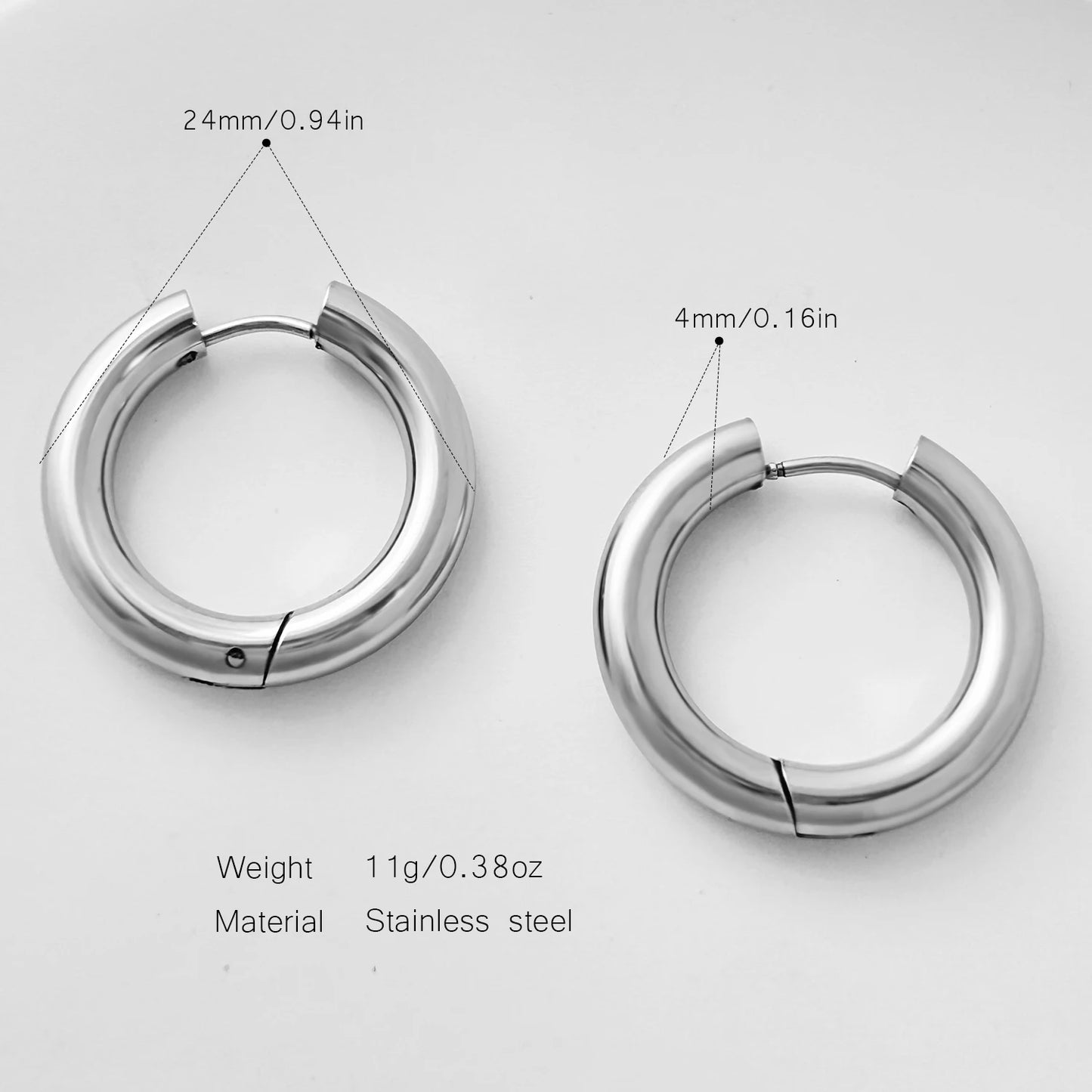 Pendientes de Aro Clásicos, Joyería de Acero Inoxidable a la Moda y Versátil