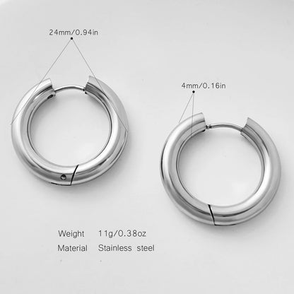 Pendientes de Aro Clásicos, Joyería de Acero Inoxidable a la Moda y Versátil