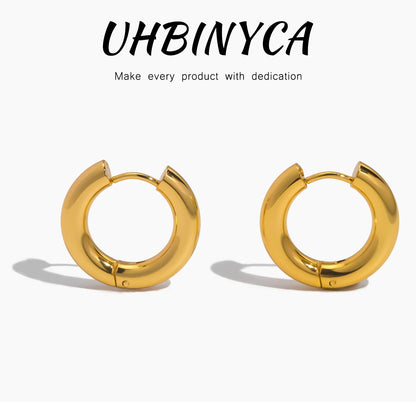 Pendientes de Aro Clásicos, Joyería de Acero Inoxidable a la Moda y Versátil