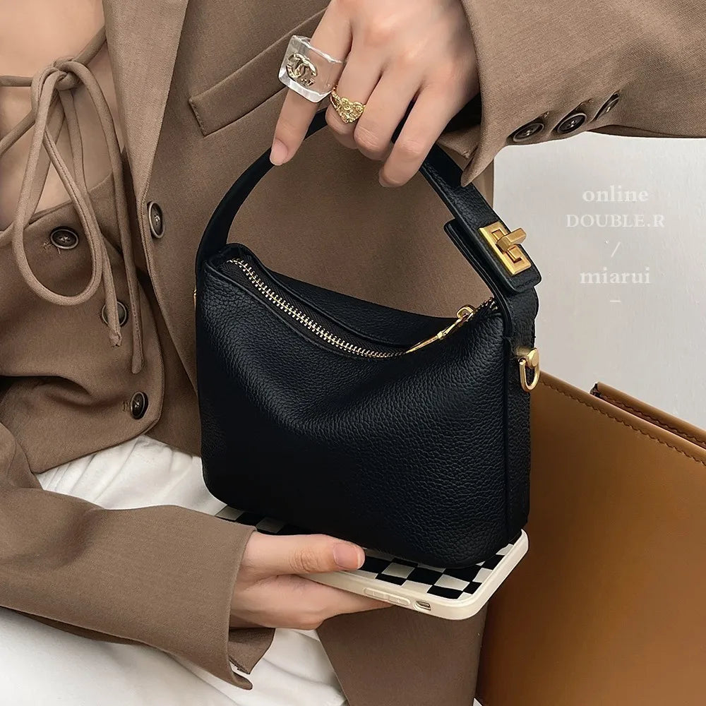 Bolso sencillo y retro, bolso bandolero, bolso pequeño cuadrado de cuero suave