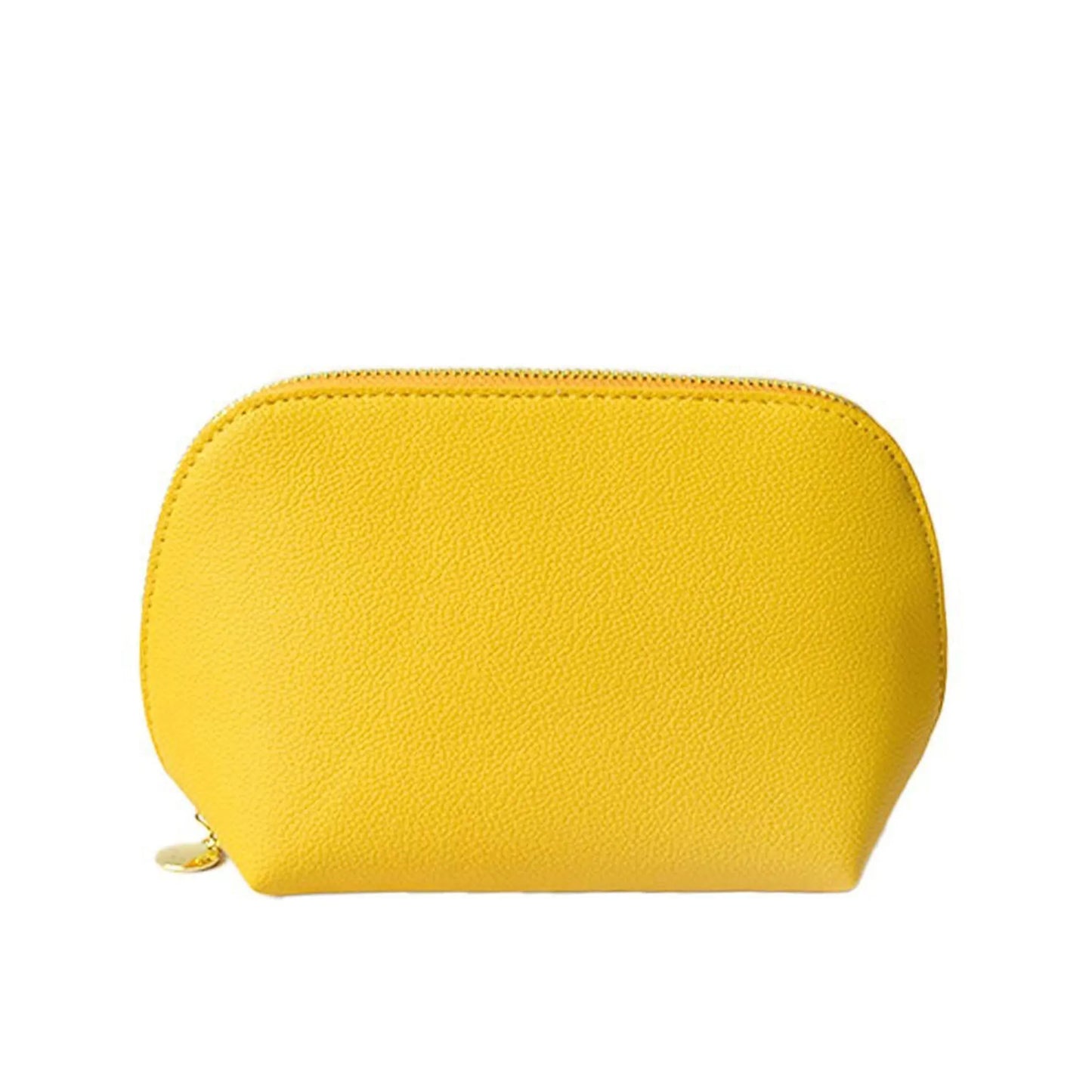 Bolsa de cosméticos de cuero sintético con letras personalizadas, clásica, sencilla, de color liso, con cremallera avanzada.