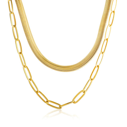 Collar Colgante Gargantilla de Cadena Doble Vintage Punk con Cadena de Serpiente en el Cuello para Mujer, Cadena Gruesa Dorada
