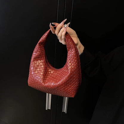 Bolso de Hombro Hobo Pequeño de Mujer de Moda Clásica, Tejido y Grabado, de Cuero PU Suave con Asa Superior, Bolsos Casuales para el Día a Día
