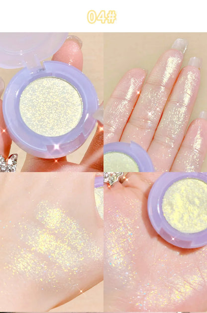 Paleta de Sombras de Ojos Monocromática con Brillo de Diamante, Sombras de Ojos Descoloradas, Iluminador, Lentejuelas, Resistente al Agua, Pigmentos de Maquillaje de Larga Duración