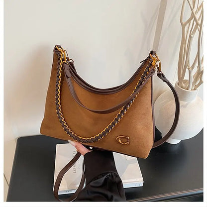 Bolso bandolero para mujer Ele, retro, mate, con cadena, versátil, para uso diario, para una sola persona