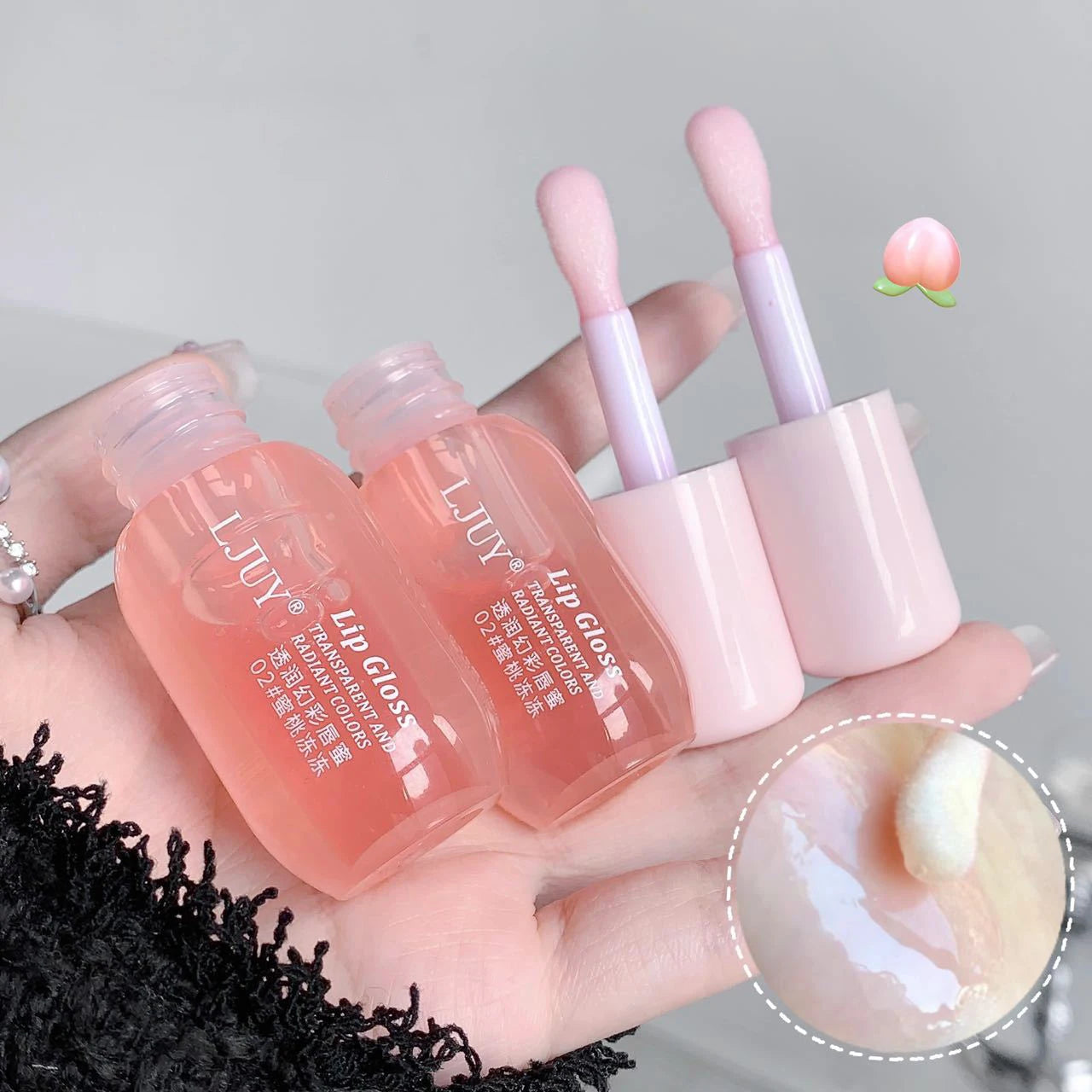 Aceite Labial de Cristal de Fruta Hidratante Brillo Labial Transparente de Vidrio Voluminizador Suero Labial Transparente Cuidado de Labios Maquillaje Cosméticos