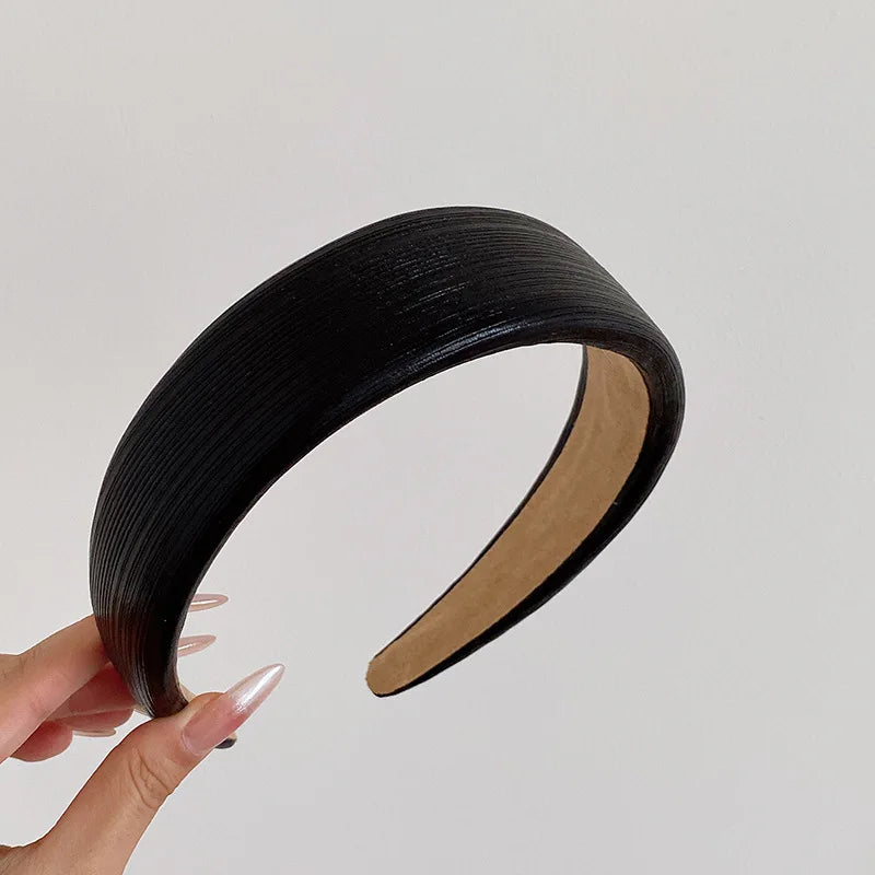 Korean Style Wide Leather Hairbands Shiny Gold Silver Pu Headbands Fashion Plain Sponge Hair Hoop Women Hair Clip Retro Headwear