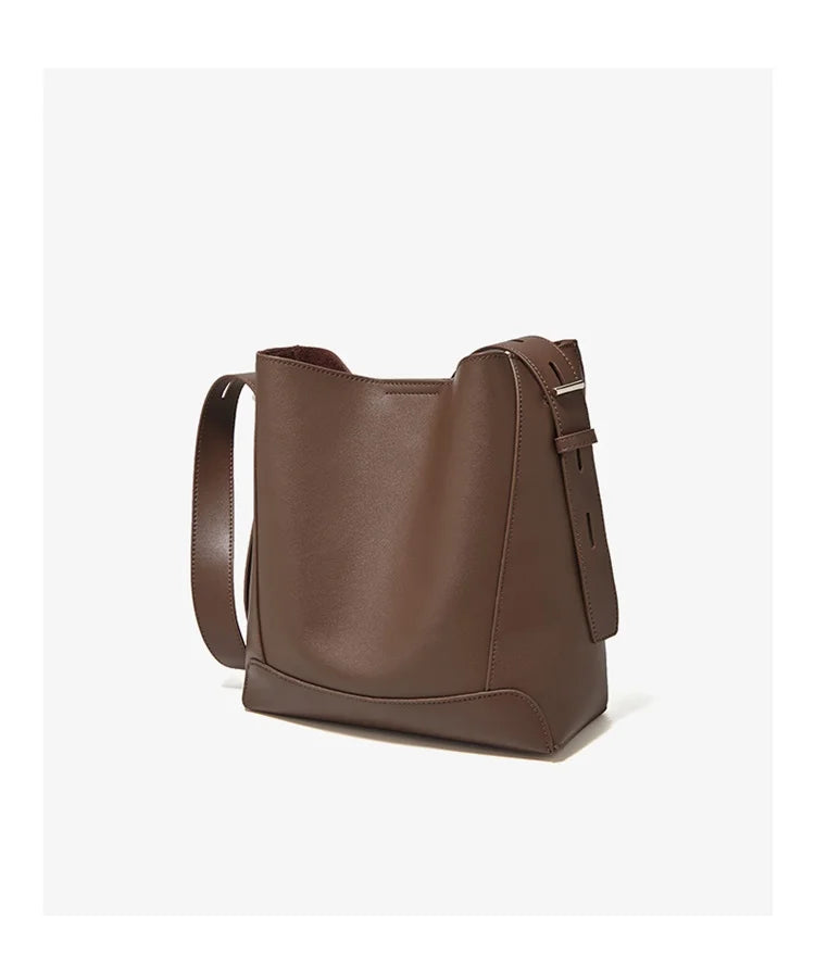FOXER 2026 New Women's Bucket Bag Split Leather Large Capacity Tote Bag Female Crossbody Bag Commuter Shoulder Bag