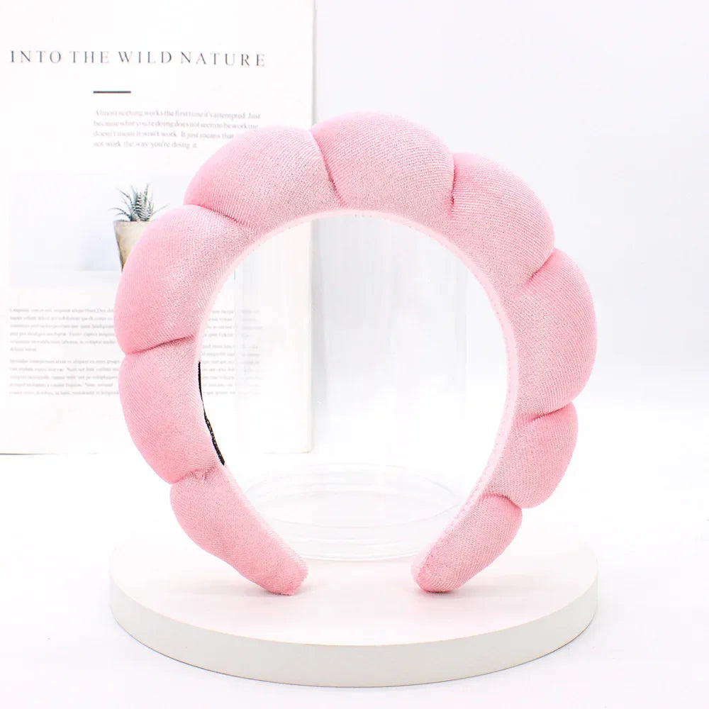 Sponge Spa Headband Velvet Washing Face Wide Padded Headband Skin Care Makeup Removal Shower for Women Girls Hair Accessories