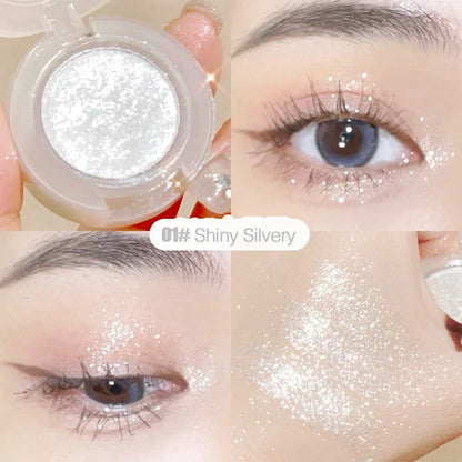 Paleta de Sombras de Ojos Monocromática con Brillo de Diamante, Sombras de Ojos Descoloradas, Iluminador, Lentejuelas, Resistente al Agua, Pigmentos de Maquillaje de Larga Duración