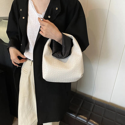 Bolso de Hombro Hobo Pequeño de Mujer de Moda Clásica, Tejido y Grabado, de Cuero PU Suave con Asa Superior, Bolsos Casuales para el Día a Día