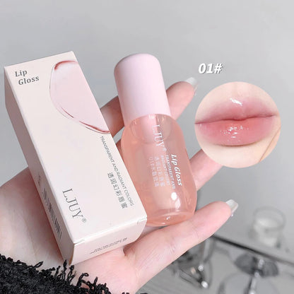 Aceite Labial de Cristal de Fruta Hidratante Brillo Labial Transparente de Vidrio Voluminizador Suero Labial Transparente Cuidado de Labios Maquillaje Cosméticos