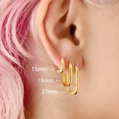 2/6 PCS Pendientes Huggies Minimalistas Mariasz de Acero Inoxidable con Recubrimiento PVD Color Oro, Aro Cuadrado para Mujeres y Hombres, Joyería Clásica