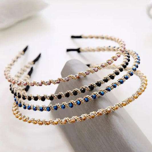 Fashion Women Hair Hoop Ladies Crystal Rhinestone Pearl Hairband Headband Head Piece Hair Band Accessories