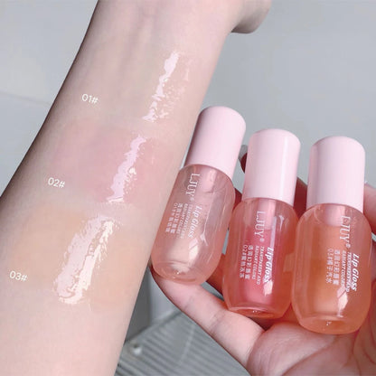 Aceite Labial de Cristal de Fruta Hidratante Brillo Labial Transparente de Vidrio Voluminizador Suero Labial Transparente Cuidado de Labios Maquillaje Cosméticos