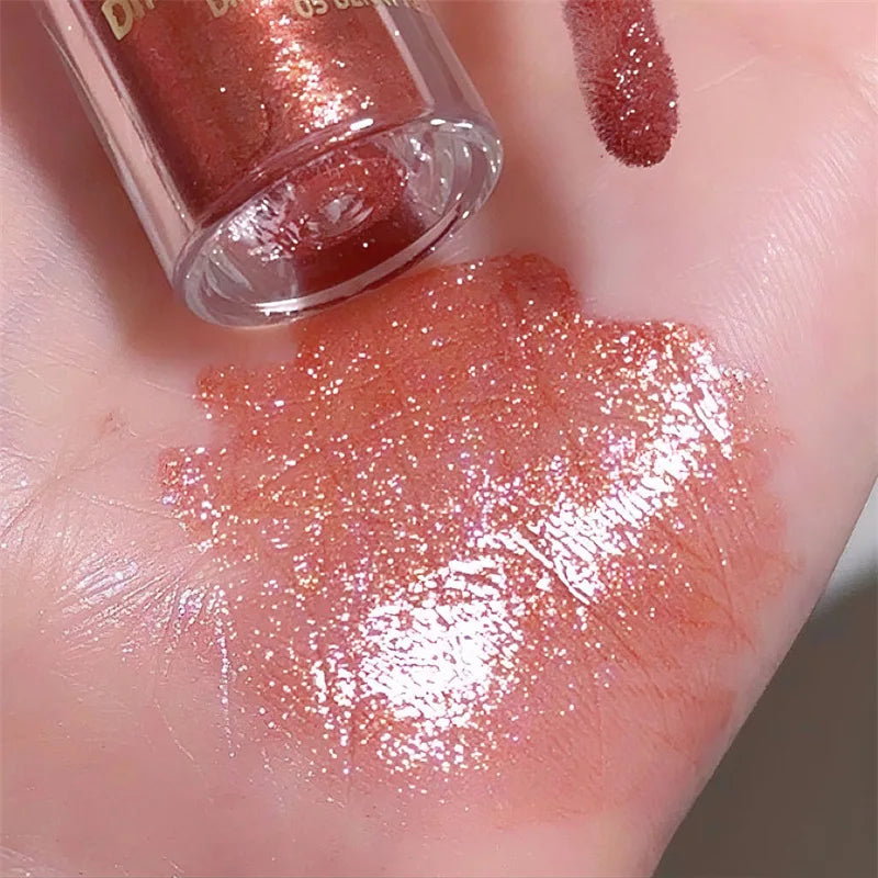 Brillo de Labios con Purpurina Diamante a Prueba de Agua 5 Colores Brillo de Labios Líquido con Purpurina Centelleante Brillo de Labios con Perla Diamante Maquillaje de Labios Sexy