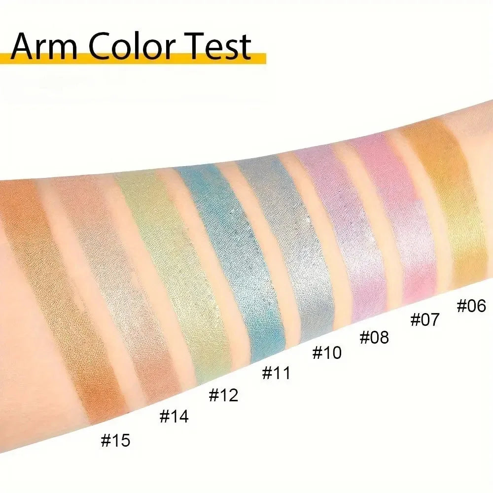 16 colores de delineadores metálicos en lápiz, con colores brillantes, maquillaje resistente al agua y de larga duración para los ojos