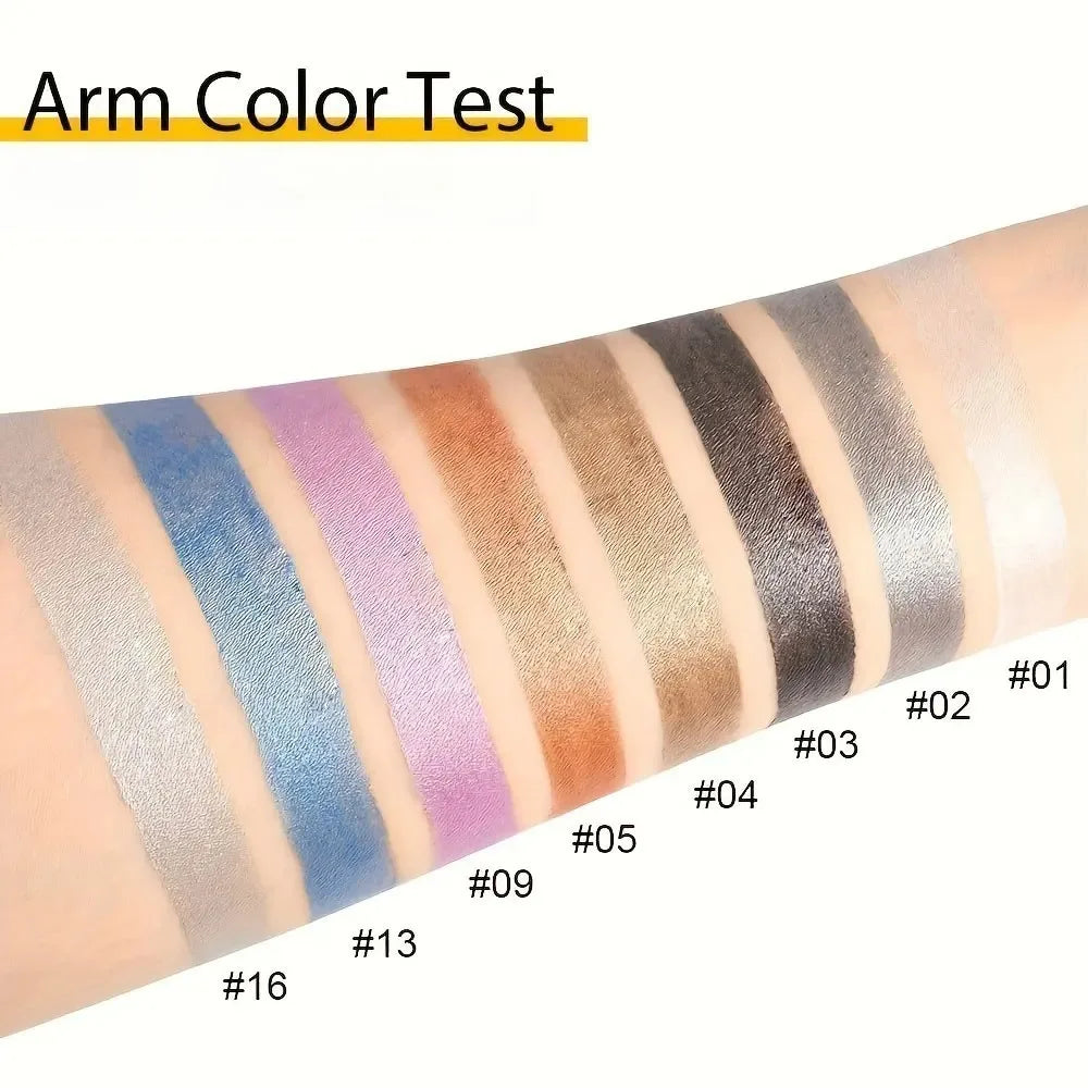 16 colores de delineadores metálicos en lápiz, con colores brillantes, maquillaje resistente al agua y de larga duración para los ojos