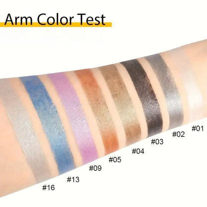 16 colores de delineadores metálicos en lápiz, con colores brillantes, maquillaje resistente al agua y de larga duración para los ojos