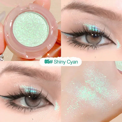 Paleta de Sombras de Ojos Monocromática con Brillo de Diamante, Sombras de Ojos Descoloradas, Iluminador, Lentejuelas, Resistente al Agua, Pigmentos de Maquillaje de Larga Duración