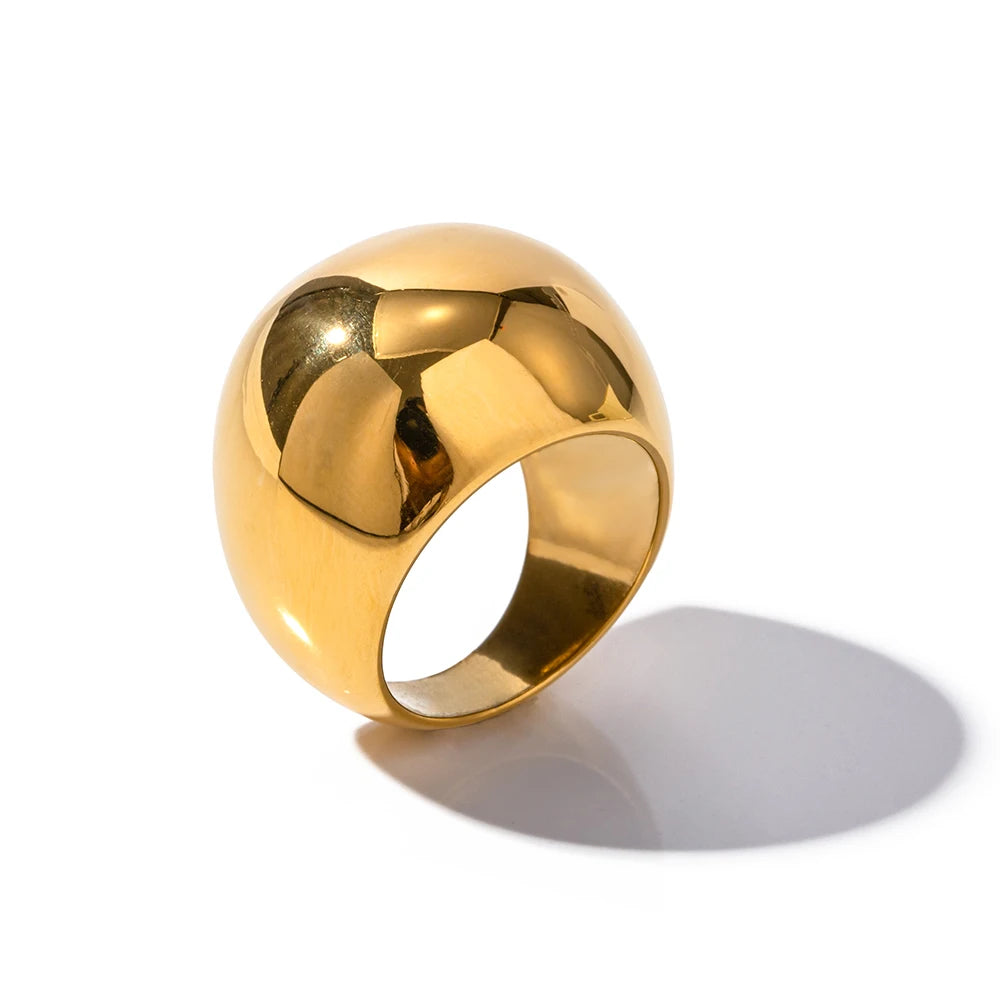 Anillo Uworld de acero inoxidable 316L chapado en oro PVD de 18K para dedo, joyería llamativa, con concha, perla de agua dulce y circonia