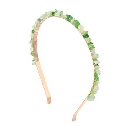 1PC Natural Stone Crown Gravel Headbands Irregular Aquamarines Amethysts Chip Beads Hair Hoops For Women Girl Hair Accessories