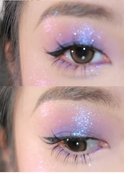 Paleta de Sombras de Ojos Monocromática con Brillo de Diamante, Sombras de Ojos Descoloradas, Iluminador, Lentejuelas, Resistente al Agua, Pigmentos de Maquillaje de Larga Duración