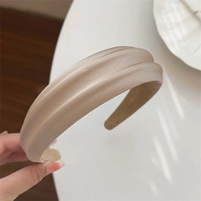Elegant Women High Cranium Headbands Wide Brimmed Satin Cloth Hairbands Fashion Female Daily Party Press Hair Accessories